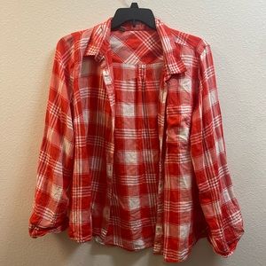 Red and white plaid blouse size 2x Lane Bryant